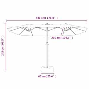 Dvojitý zahradní slunečník s LED černý 449 x 265 cm - obrázek 10