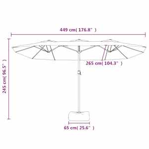 Dvojitý zahradní slunečník s LED azurově modrý 449 x 265 cm - obrázek 10