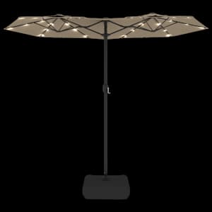 Dvojitý zahradní slunečník s LED taupe 316 x 145 cm - obrázek 6