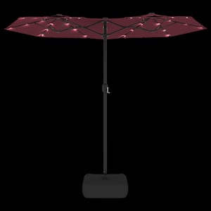 Dvojitý zahradní slunečník s LED bordó 316 x 145 cm - obrázek 6