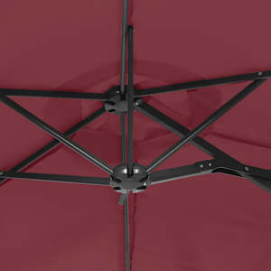 Dvojitý zahradní slunečník s LED bordó 316 x 145 cm - obrázek 8