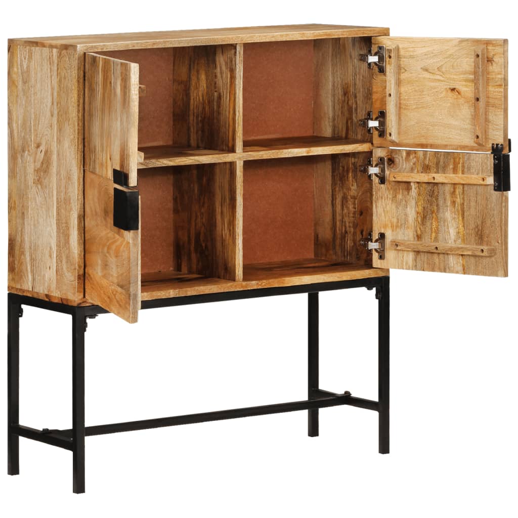 vidaXL Hoge kast 80x30x95 cm massief ruw mangohout afbeelding