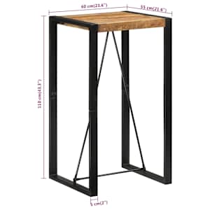Barový stůl 60 x 55 x 110 cm masivní hrubé mangovníkové dřevo - obrázek 7