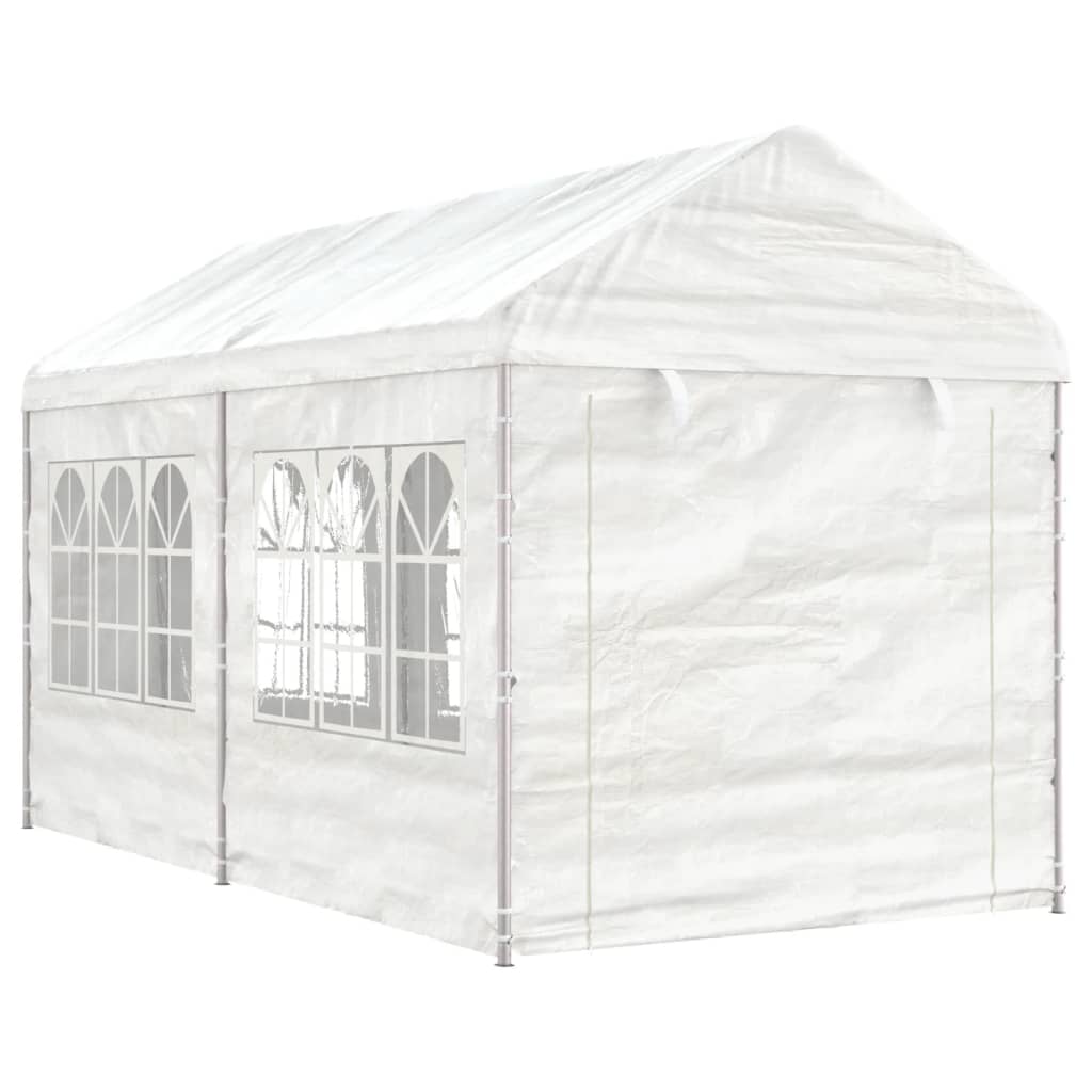 Pavillon mit Dach Weiß 4,46×2,28×2,69 m Polyethylen