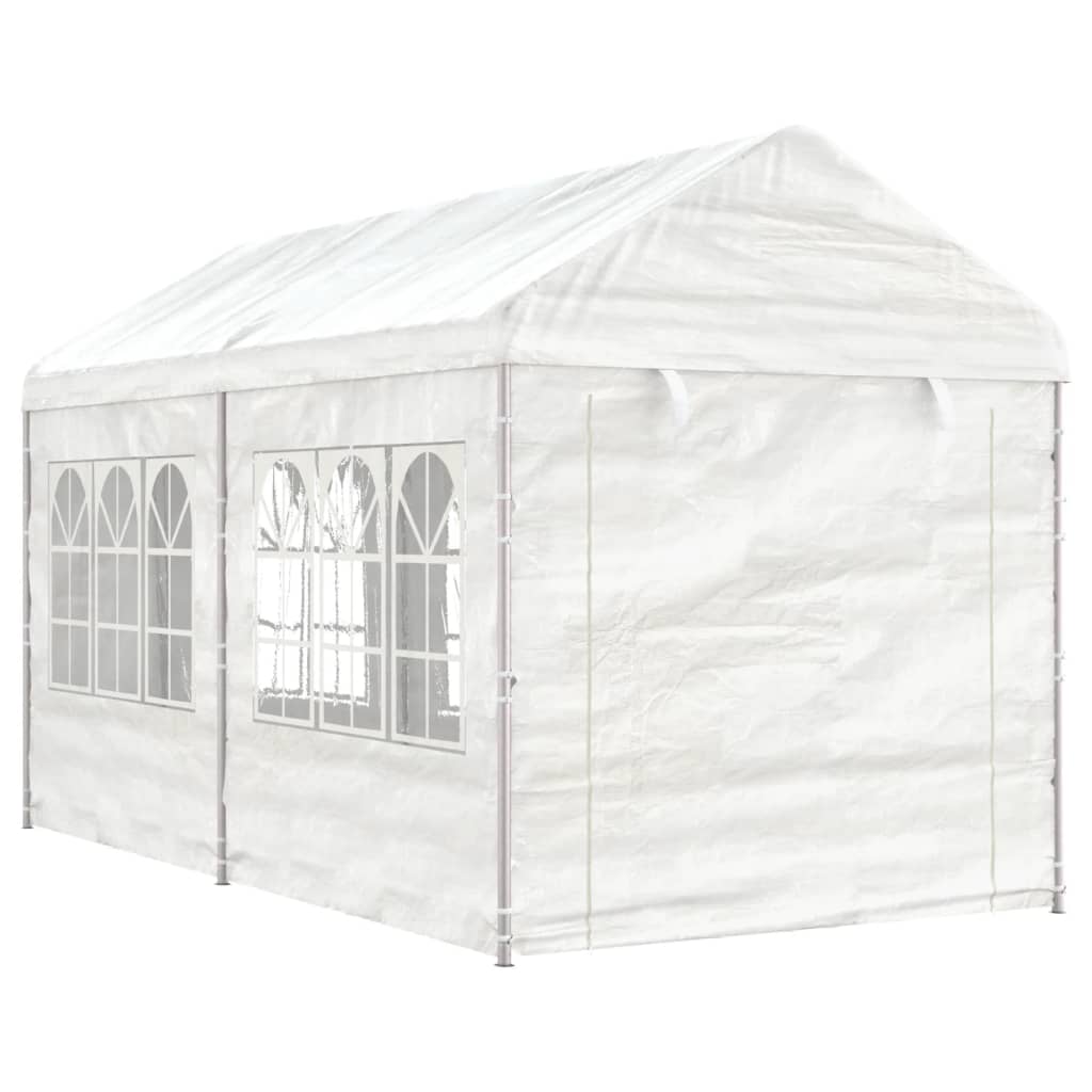 vidaXL Pavillon mit Dach Weiß 4,46x2,28x2,69 m Polyethylen