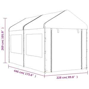 Altán se střechou bílý 4,46 x 2,28 x 2,69 m polyethylen - obrázek 7