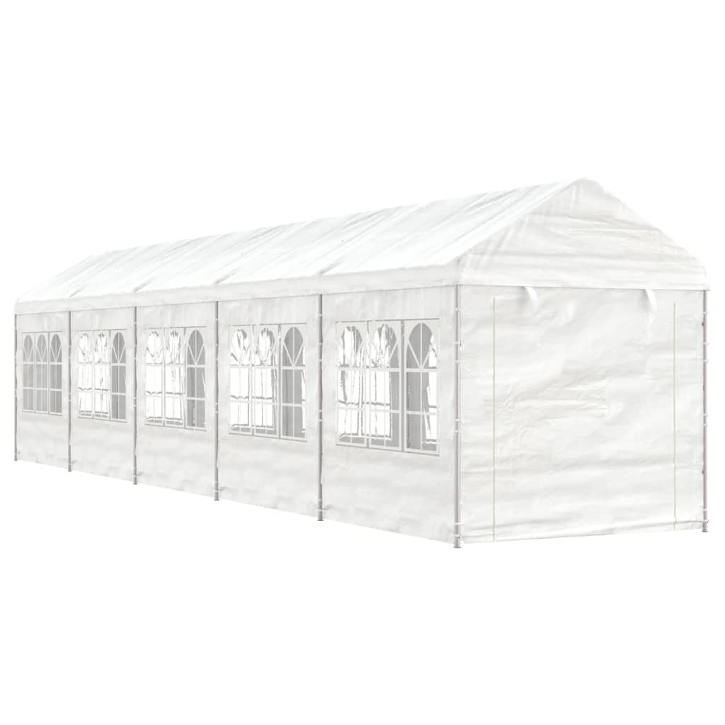 Pavillon mit Dach Weiß 11,15×2,28×2,69 m Polyethylen