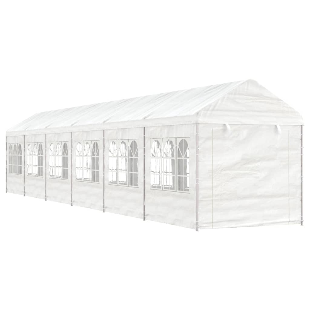 Pavillon mit Dach Weiß 13,38×2,28×2,69 m Polyethylen