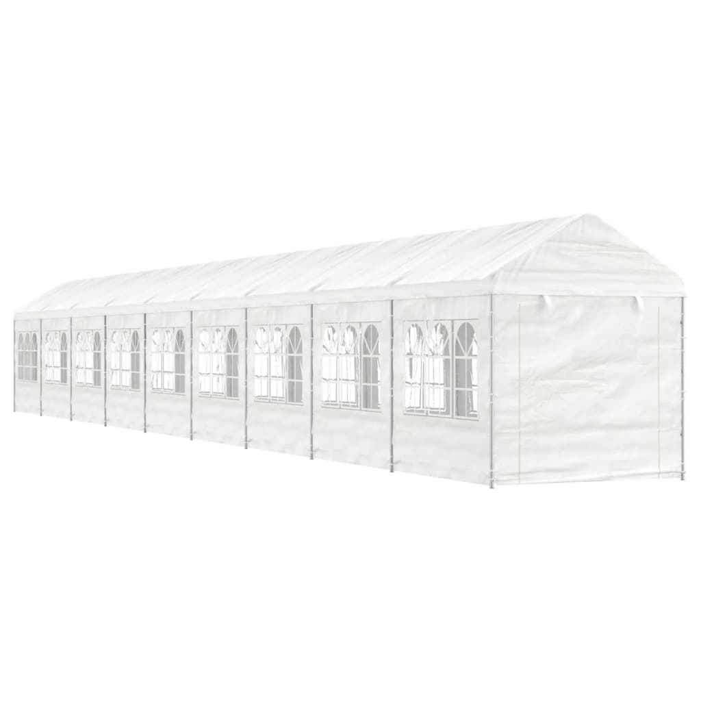 Pavillon mit Dach Weiß 20,07×2,28×2,69 m Polyethylen