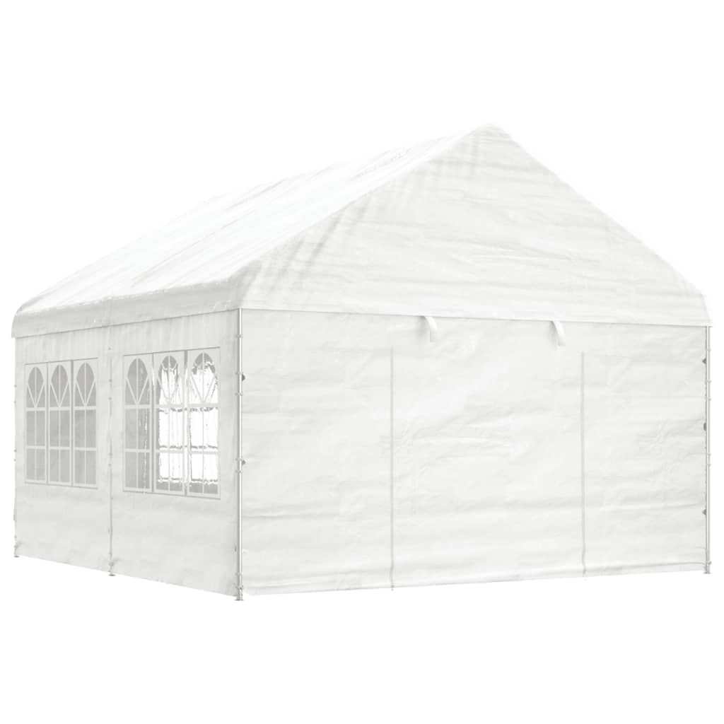 Pavillon mit Dach Weiß 4,46×4,08×3,22 m Polyethylen