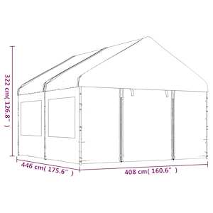 Altán se střechou bílý 4,46 x 4,08 x 3,22 m polyethylen - obrázek 7