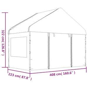 Altán se střechou bílý 4,46 x 4,08 x 3,22 m polyethylen - obrázek 8