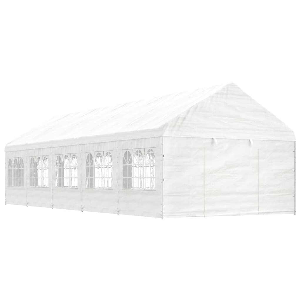 Pavillon mit Dach Weiß 11,15×4,08×3,22 m Polyethylen kaufen
