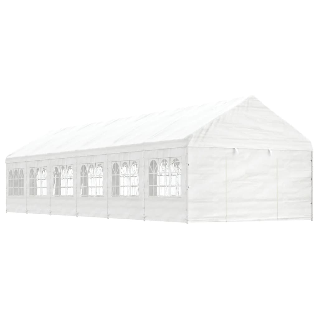 Gazebo con Tetto Bianco 13,38x4,08x3,22 m in Polietilene