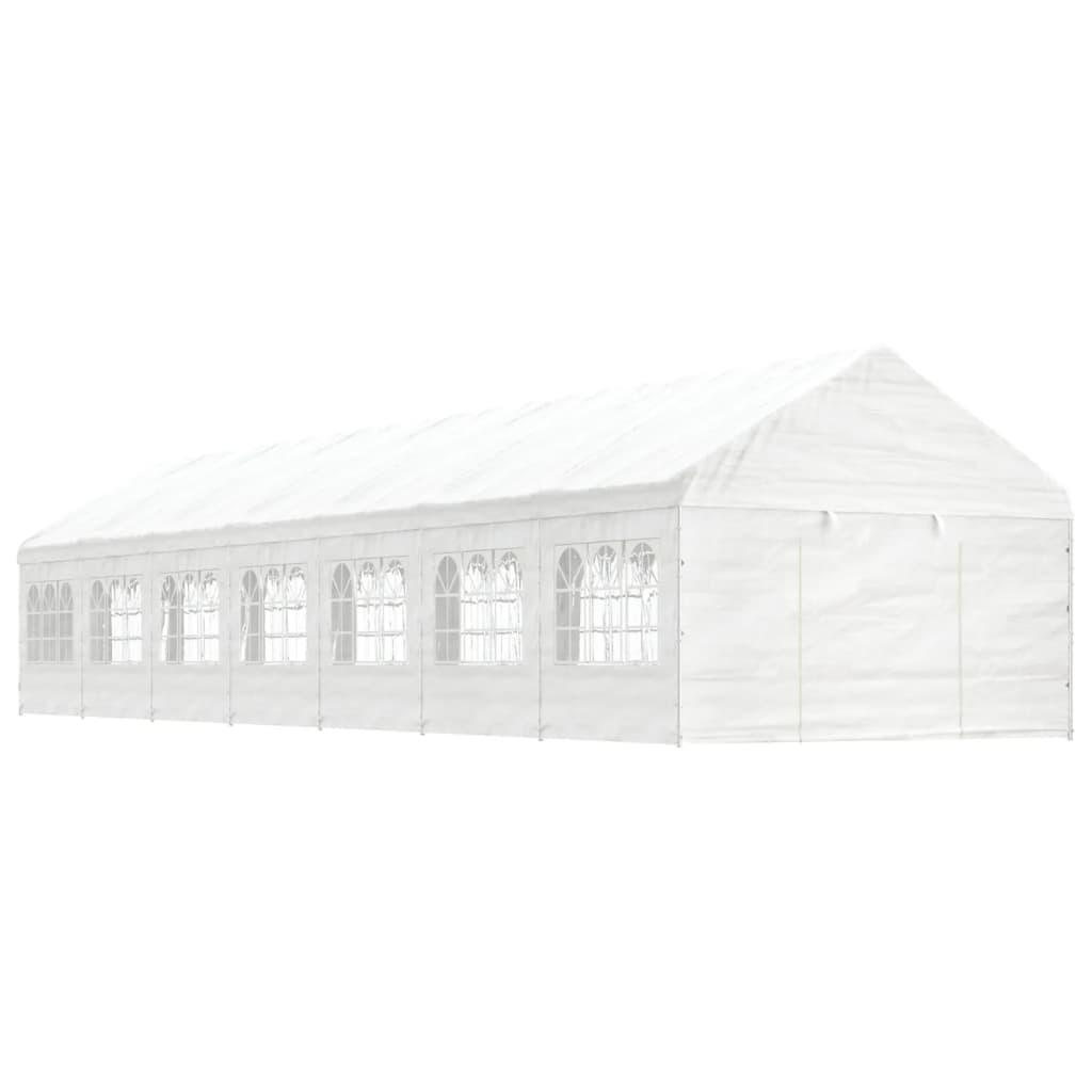 vidaXL pavillon med tag 15,61x4,08x3,22 m polyethylen hvid