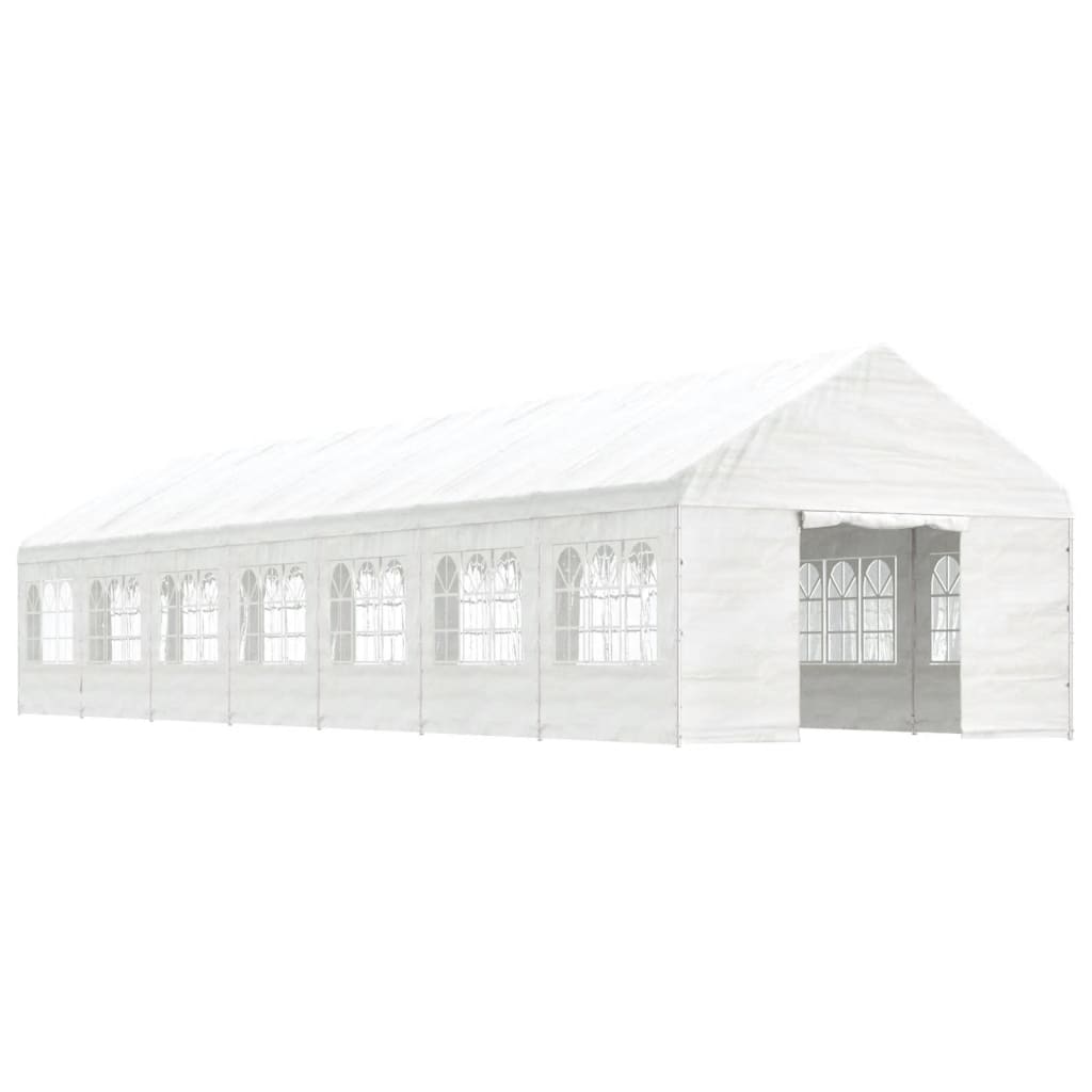 vidaXL Prieel met dak 15,61x4,08x3,22 m polyetheen wit