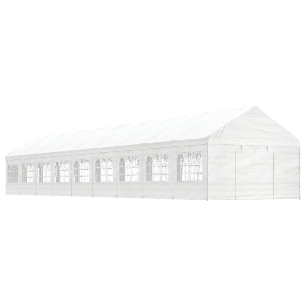 Pavillon mit Dach Weiß 20,07×4,08×3,22 m Polyethylen