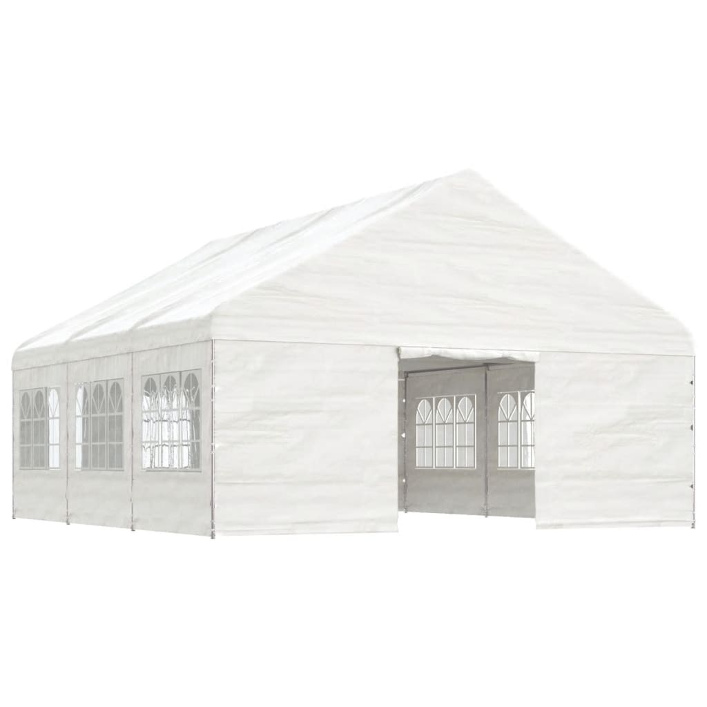 vidaXL Pavillon mit Dach Weiß 6,69x5,88x3,75 m Polyethylen