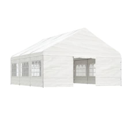 vidaXL Gazebo com telhado 6,69x5,88x3,75 m polietileno branco