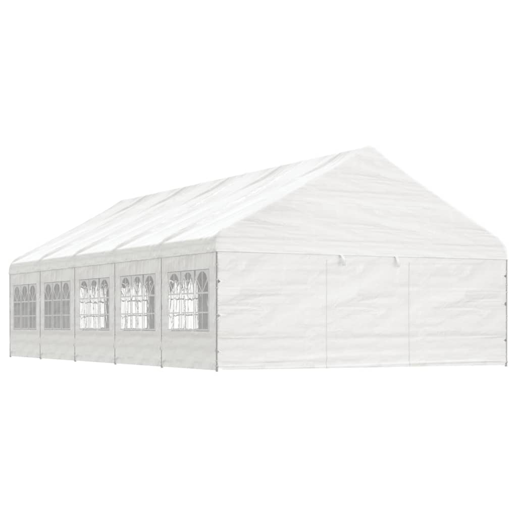 vidaXL pavillon med tag 11,15x5,88x3,75 m polyethylen hvid