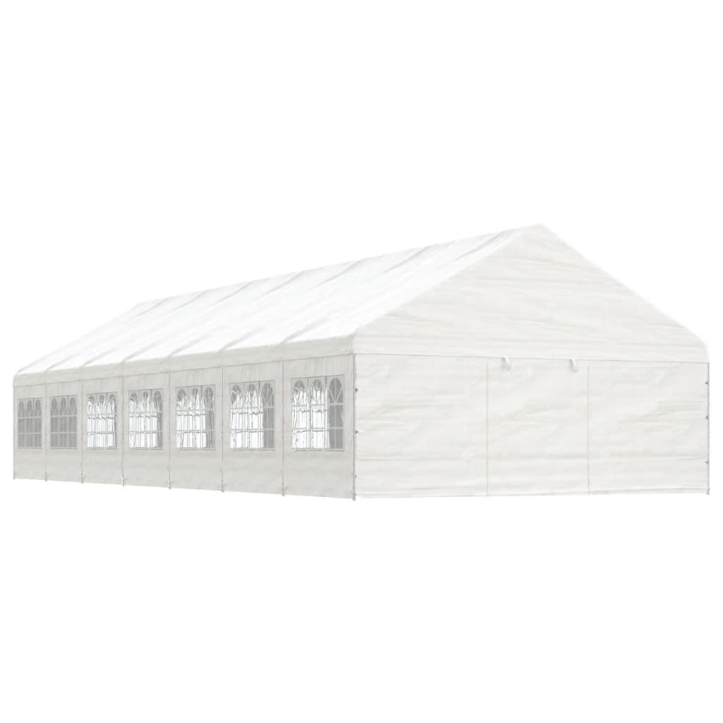 Pavillon mit Dach Weiß 15,61×5,88×3,75 m Polyethylen