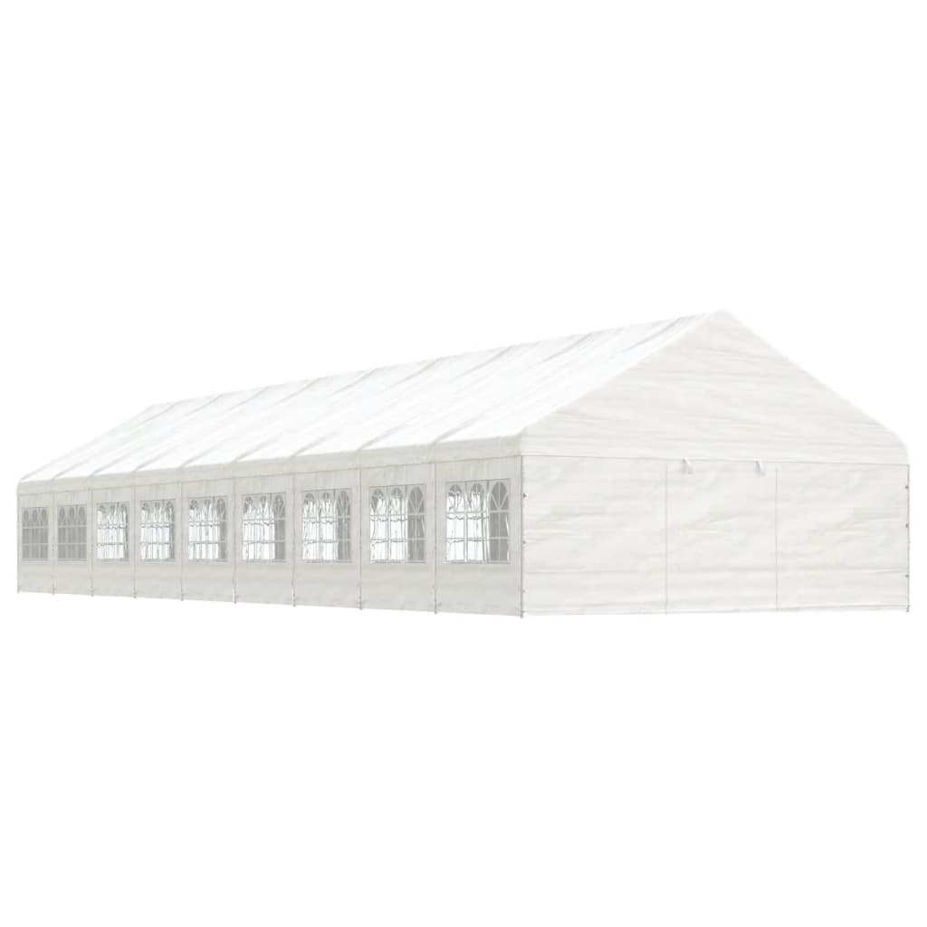 vidaXL pavillon med tag 20,07x5,88x3,75 m polyethylen hvid