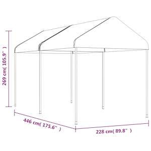Altán se střechou bílý 4,46 x 2,28 x 2,69 m polyethylen - obrázek 5