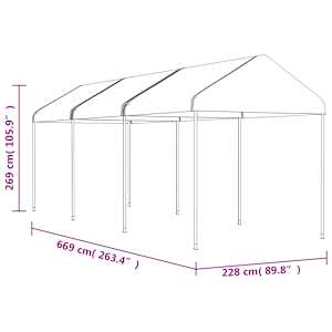 Altán se střechou bílý 6,69 x 2,28 x 2,69 m polyethylen - obrázek 5