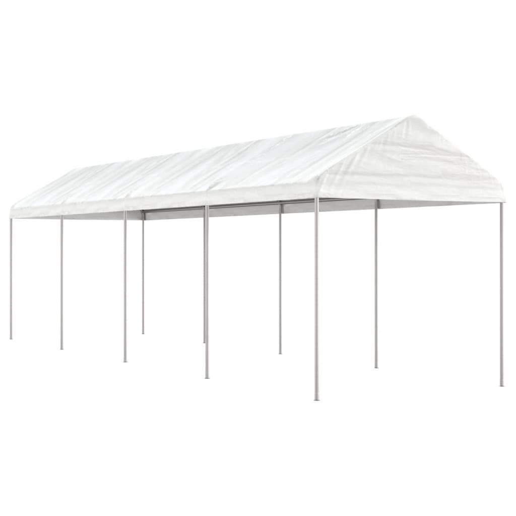Pavillon mit Dach Weiß 8,92×2,28×2,69 m Polyethylen