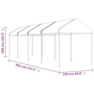 Altán se střechou bílý 8,92 x 2,28 x 2,69 m polyethylen - obrázek 5