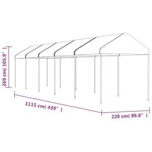 Altán se střechou bílý 11,15 x 2,28 x 2,69 m polyethylen - obrázek 5