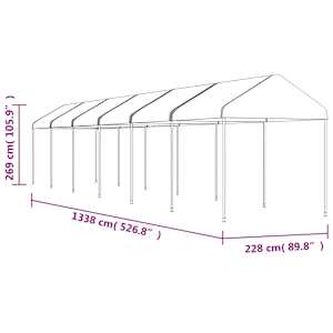Altán se střechou bílý 13,38 x 2,28 x 2,69 m polyethylen - obrázek 5