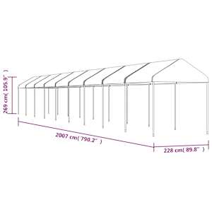 Altán se střechou bílý 20,07 x 2,28 x 2,69 m polyethylen - obrázek 5
