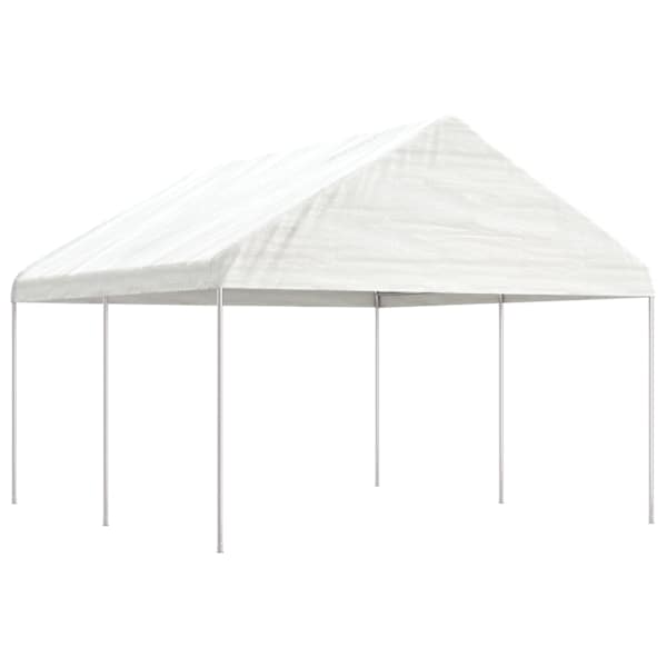 vidaXL katusega varjualune, valge, 4,46 x 4,08 x 3,22 m, pol&uuml;et&uuml;leen