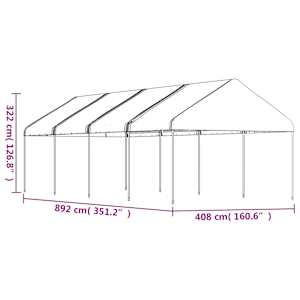 Altán se střechou bílý 8,92 x 4,08 x 3,22 m polyethylen - obrázek 5