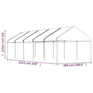 Altán se střechou bílý 11,15 x 4,08 x 3,22 m polyethylen - obrázek 5