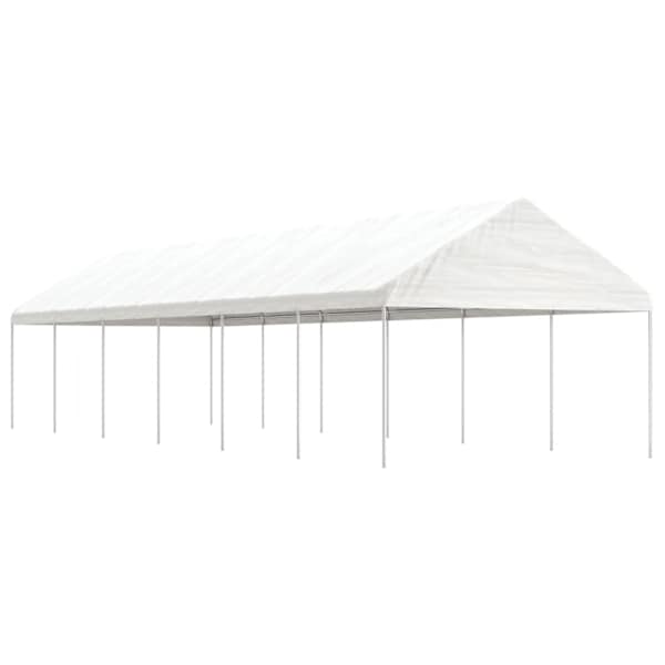 vidaXL katusega varjualune, valge, 13,38 x 4,08 x 3,22 m, pol&uuml;et&uuml;leen