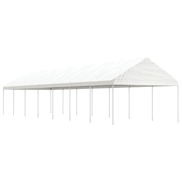vidaXL katusega varjualune, valge, 15,61 x 4,08 x 3,22 m, pol&uuml;et&uuml;leen