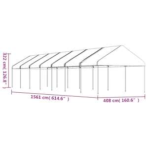 Altán se střechou bílý 15,61 x 4,08 x 3,22 m polyethylen - obrázek 5