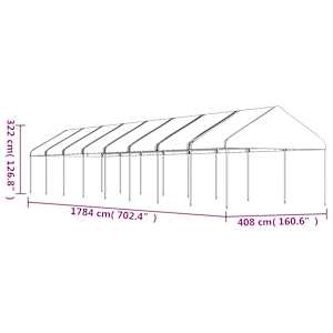 Altán se střechou bílý 17,84 x 4,08 x 3,22 m polyethylen - obrázek 5