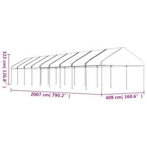 Altán se střechou bílý 20,07 x 4,08 x 3,22 m polyethylen - obrázek 5