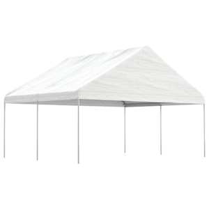 vidaXL katusega varjualune, valge, 4,46 x 5,88 x 3,75 m, pol&uuml;et&uuml;leen