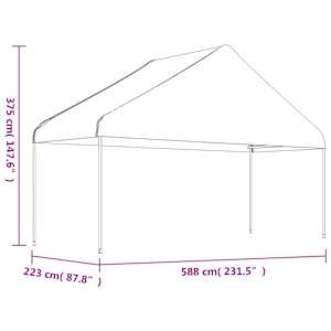 Altán se střechou bílý 4,46 x 5,88 x 3,75 m polyethylen - obrázek 6