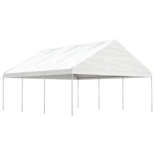 vidaXL katusega varjualune, valge, 6,69 x 5,88 x 3,75 m, pol&uuml;et&uuml;leen