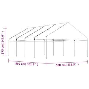 Altán se střechou bílý 8,92 x 5,88 x 3,75 m polyethylen - obrázek 5