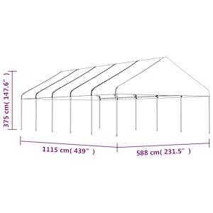 Altán se střechou bílý 11,15 x 5,88 x 3,75 m polyethylen - obrázek 5