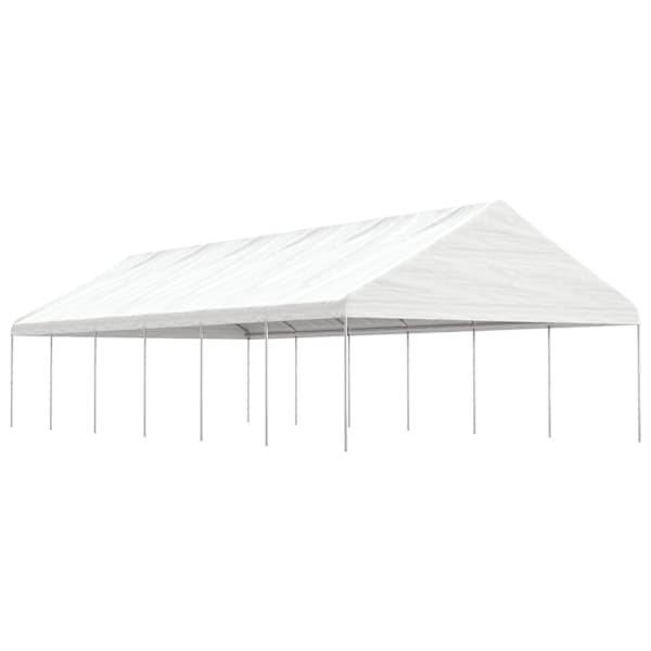 vidaXL katusega varjualune, valge, 13,38 x 5,88 x 3,75 m, pol&uuml;et&uuml;leen