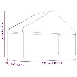 Altán se střechou bílý 13,38 x 5,88 x 3,75 m polyethylen - obrázek 6