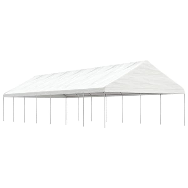 vidaXL katusega varjualune, valge, 15,61 x 5,88 x 3,75 m, pol&uuml;et&uuml;leen
