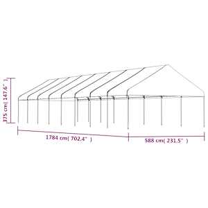 Altán se střechou bílý 17,84 x 5,88 x 3,75 m polyethylen - obrázek 5